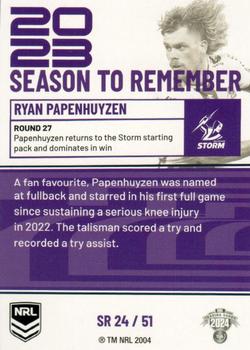 2024 NRL Traders Titanium - 2023 Season To Remember #SR24 Ryan Papenhuyzen Back